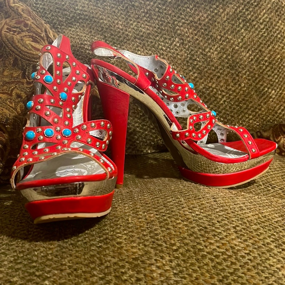 Dollhouse Red Platform Sandals
